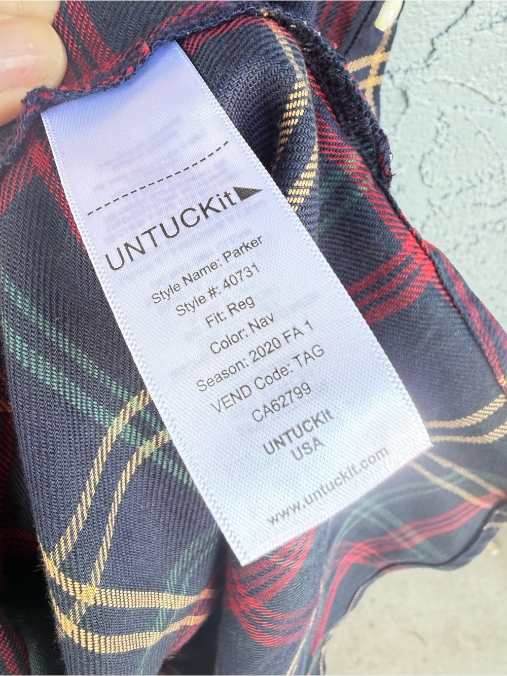 UNTUCKit Parker Tartan Plaid Button-Front Shirt Midi Dress Tie Navy Red 10 - Picture 7 of 8